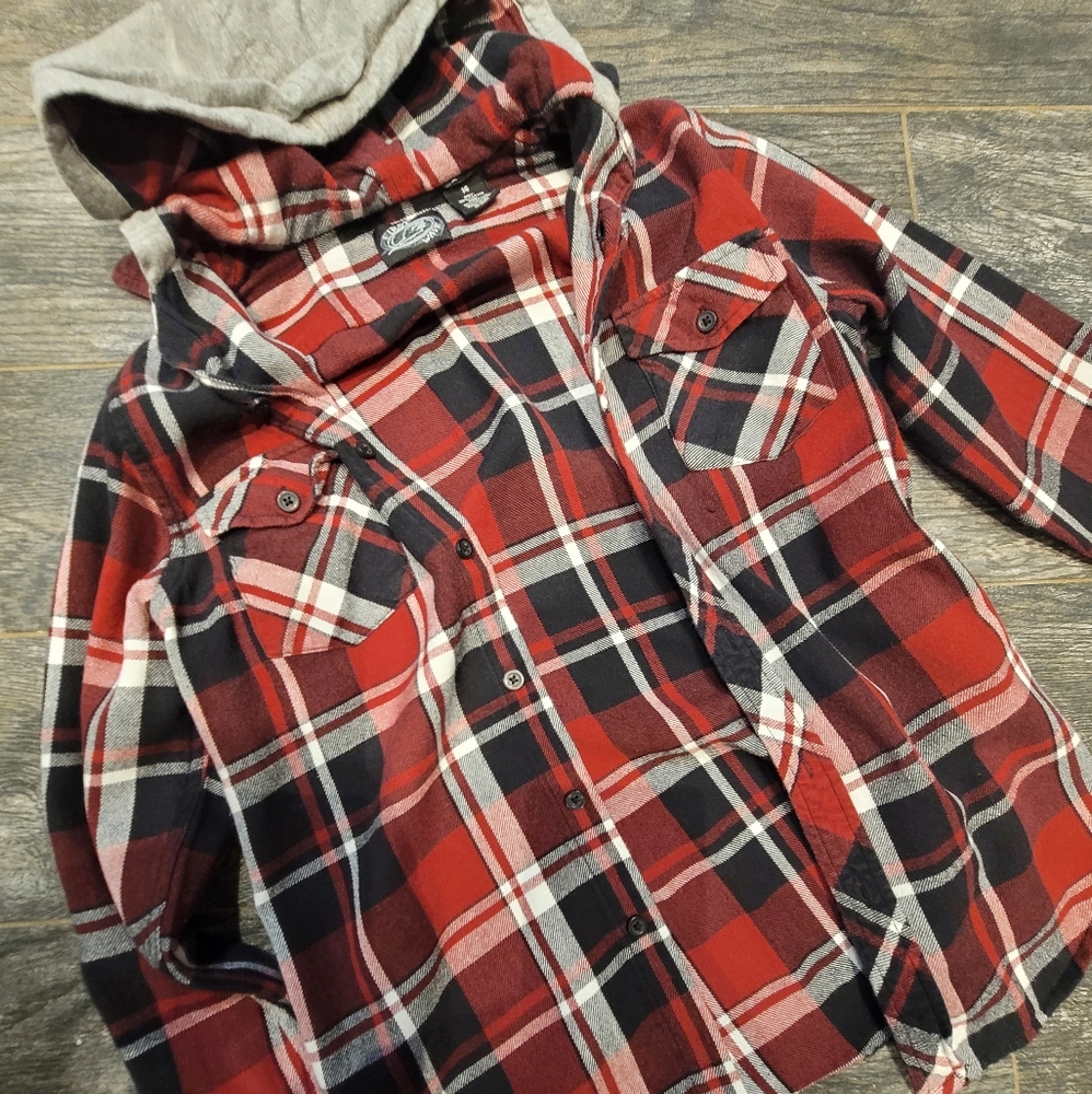 Flannel hoodie shirt